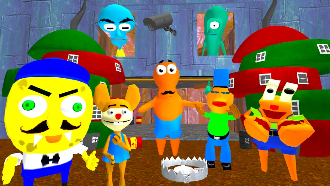 Sponge Neighbor Escape 3D (Спонж Сосед Побег 3D) [МОД: Меню, Бесконечные монеты и Открытые уровни] Screenshot 1