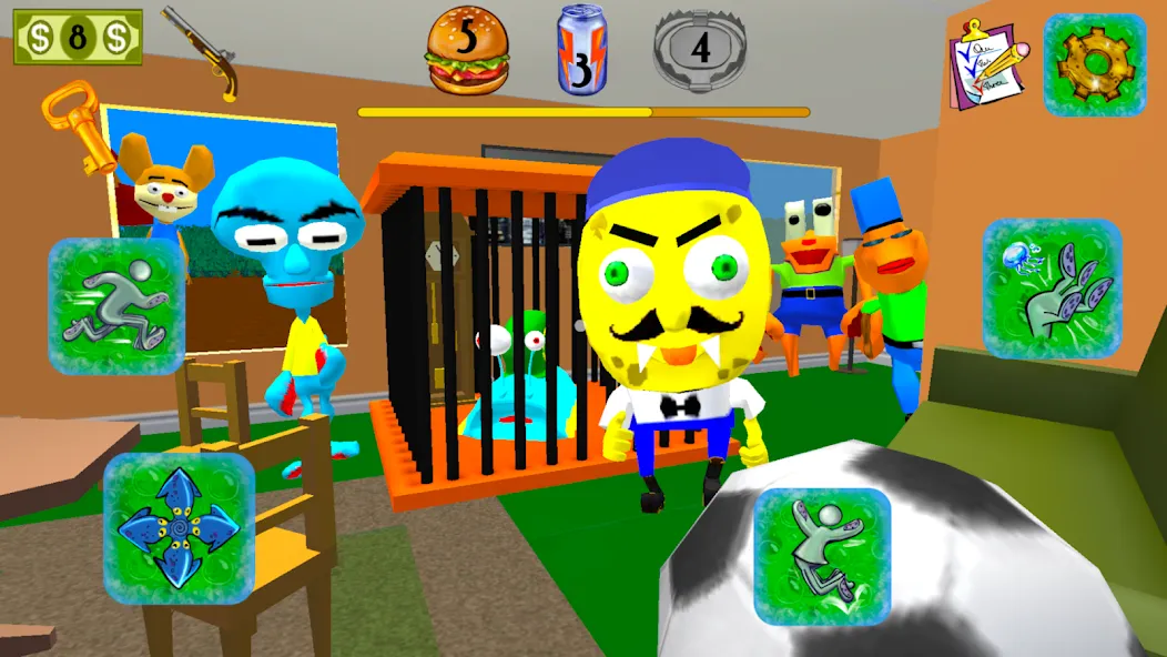 Sponge Neighbor Escape 3D (Спонж Сосед Побег 3D) [МОД: Меню, Бесконечные монеты и Открытые уровни] Screenshot 2