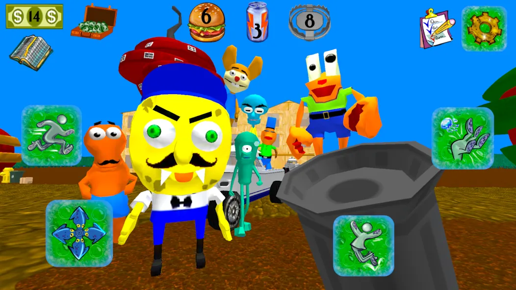 Sponge Neighbor Escape 3D (Спонж Сосед Побег 3D) [МОД: Меню, Бесконечные монеты и Открытые уровни] Screenshot 3