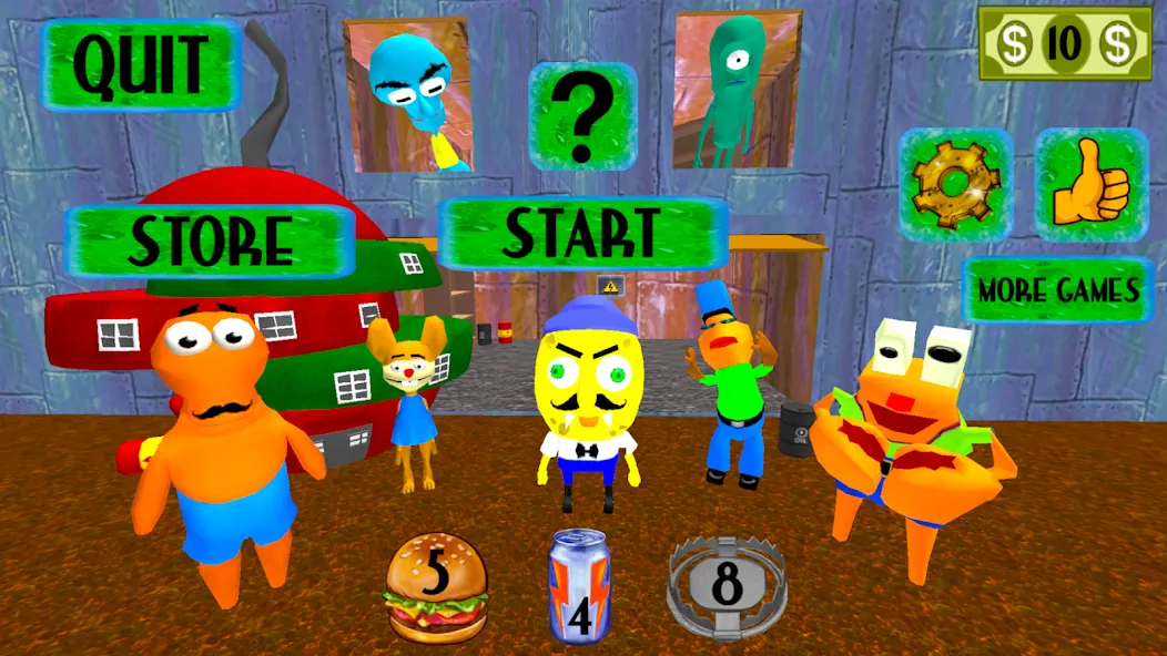Sponge Neighbor Escape 3D (Спонж Сосед Побег 3D) [МОД: Меню, Бесконечные монеты и Открытые уровни] Screenshot 5
