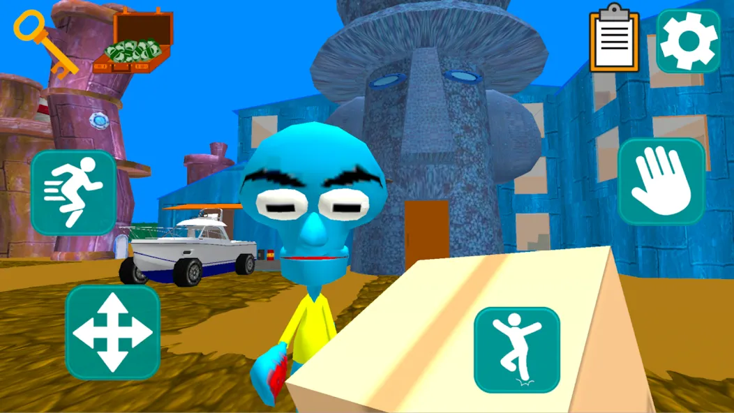 Squid Neighbor. Sponge Escape [МОД: Меню, Бесконечные монеты и Открытые уровни] Screenshot 1