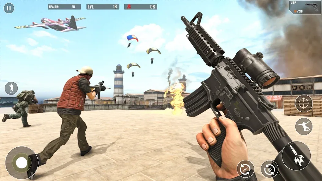 Battlegrounds Fire Squad War [МОД: Много монет, Открытые уровни и Мега MOD] Screenshot 4