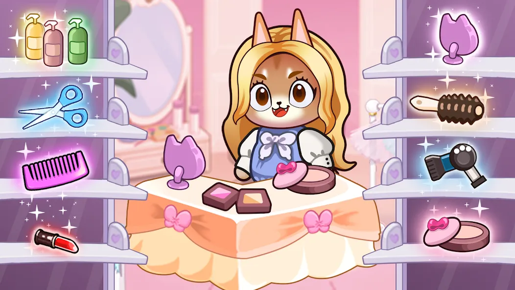 Idle Cat Makeover: Hair Salon [МОД: Бесконечные деньги, Монеты и Мега MOD] Screenshot 1