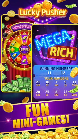Lucky Cash Pusher Coin Games (Лаки Кэш Пушер Коин Геймс) [МОД: Бесконечные деньги, Монеты и Мега MOD] Screenshot 4