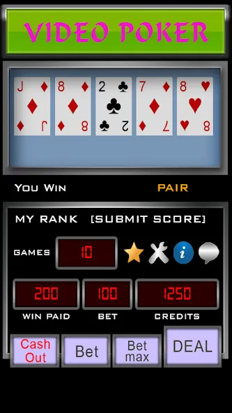Video Poker (Видео Покер) [МОД: Много монет, Открытые уровни и Мега MOD] Screenshot 1
