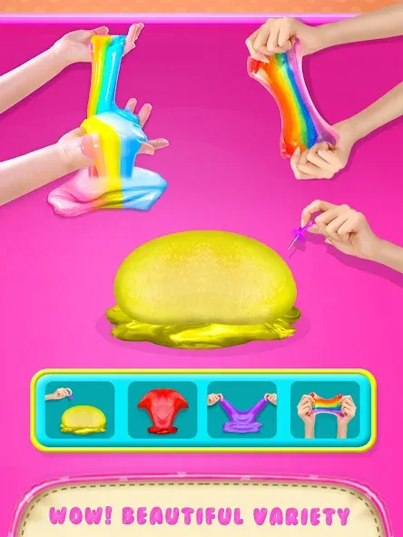 Make Fluffy Slime Maker Game [МОД: Меню, Бесконечные монеты и Открытые уровни] Screenshot 4