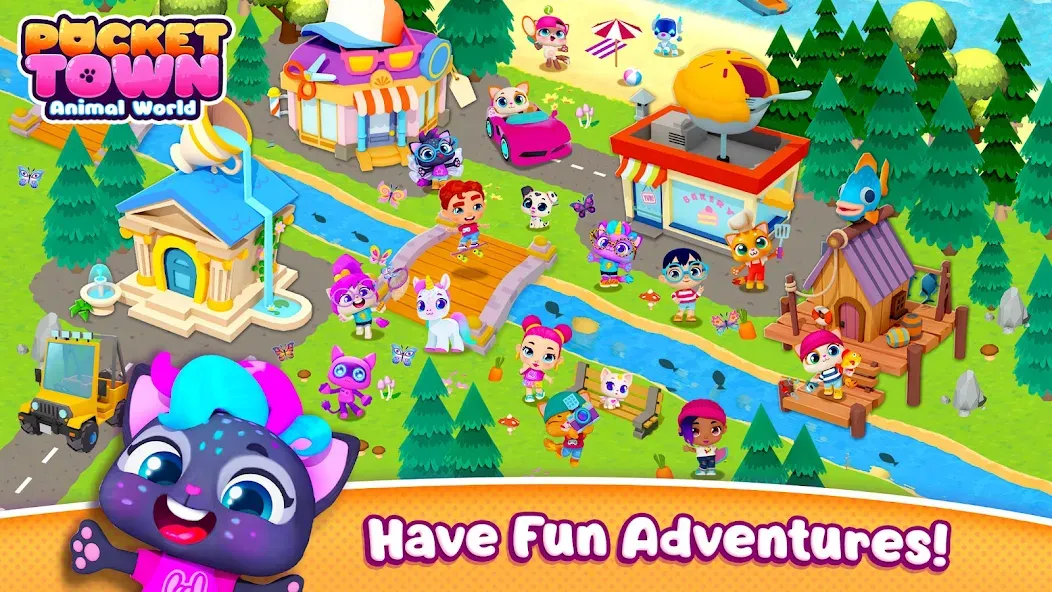 Pocket Town - Animal World [МОД: Много денег, Монет и Все открыто] Screenshot 1