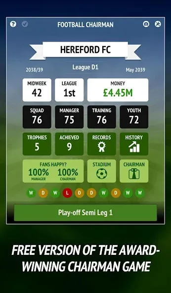 Football Chairman (Soccer) (Футбольный председатель) [МОД: Много денег, Монет и Все открыто] Screenshot 1