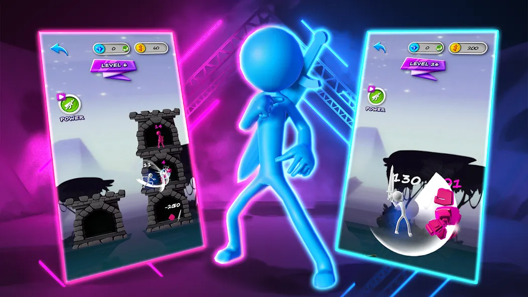 Stickman Tower Defense (Сткмен Башня Захисту) [МОД: Меню, Бесконечные монеты и Открытые уровни] Screenshot 1