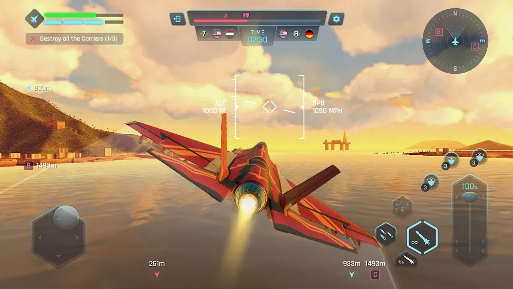 Sky Warriors: Airplane Games (Скай Ворриорс) [МОД: Меню, Бесконечные монеты и Открытые уровни] Screenshot 2