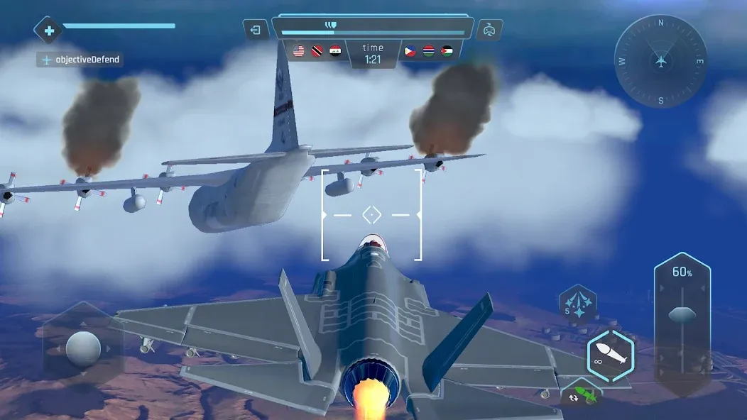 Sky Warriors: Airplane Games (Скай Ворриорс) [МОД: Меню, Бесконечные монеты и Открытые уровни] Screenshot 4