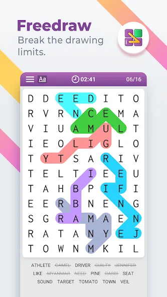 Word Search Colorful [МОД: Меню, Бесконечные монеты и Открытые уровни] Screenshot 5