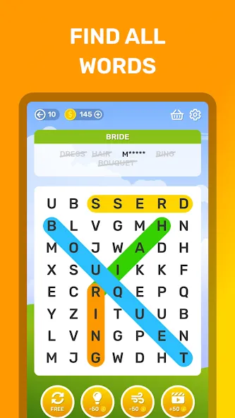 Word Search Puzzle Game [МОД: Меню, Бесконечные монеты и Открытые уровни] Screenshot 2