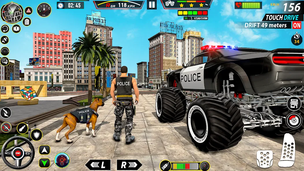 Police Monster Truck Car Games [МОД: Меню, Бесконечные монеты и Открытые уровни] Screenshot 1