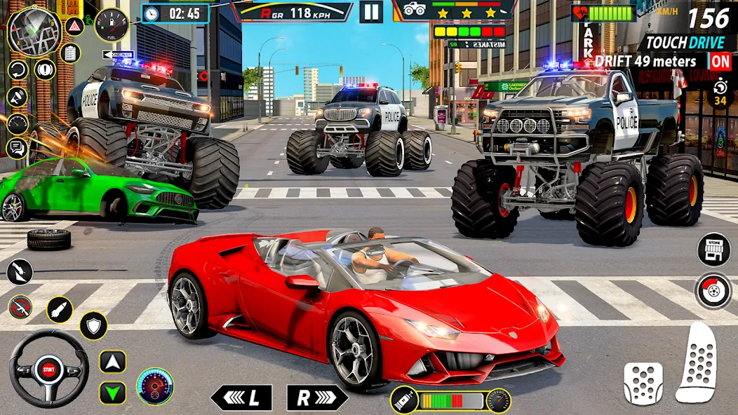 Police Monster Truck Car Games [МОД: Меню, Бесконечные монеты и Открытые уровни] Screenshot 3