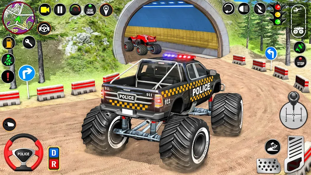 Police Monster Truck Car Games [МОД: Меню, Бесконечные монеты и Открытые уровни] Screenshot 4