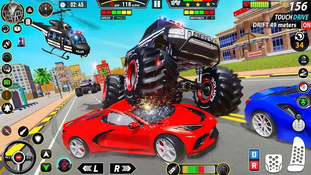 Police Monster Truck Car Games [МОД: Меню, Бесконечные монеты и Открытые уровни] Screenshot 5