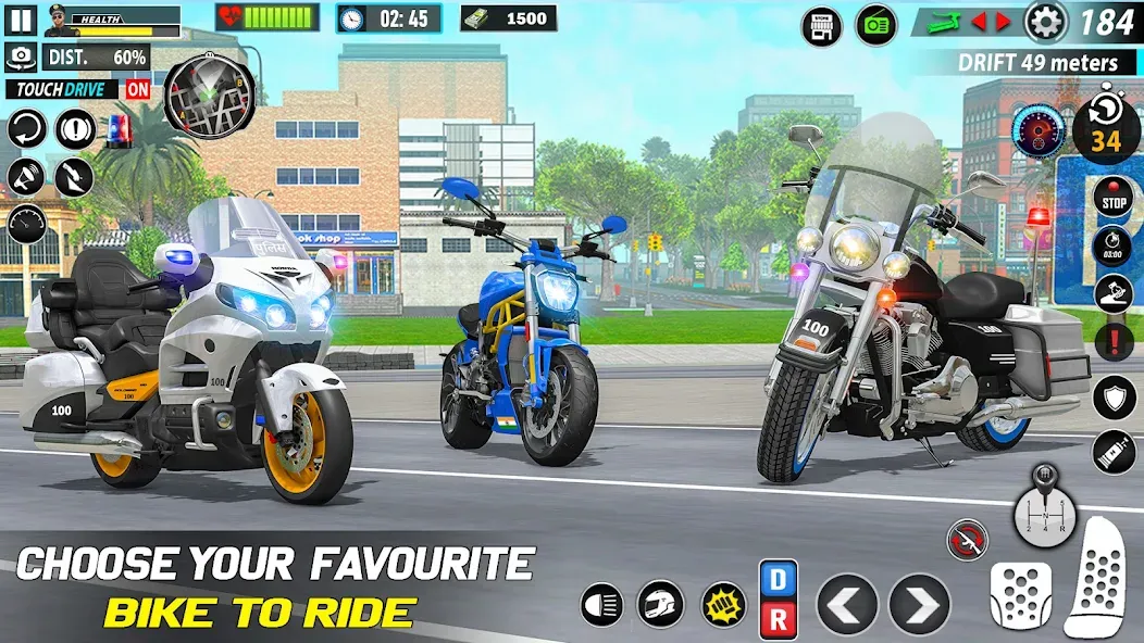 Police Moto Bike Chase Crime (Полицейская мотоциклетная погоня за преступником) [МОД: Бесконечные деньги, Монеты и Мега MOD] Screenshot 2