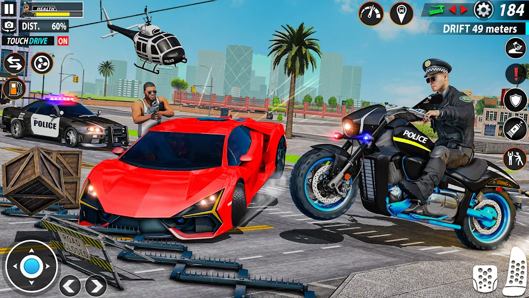 Police Moto Bike Chase Crime (Полицейская мотоциклетная погоня за преступником) [МОД: Бесконечные деньги, Монеты и Мега MOD] Screenshot 3