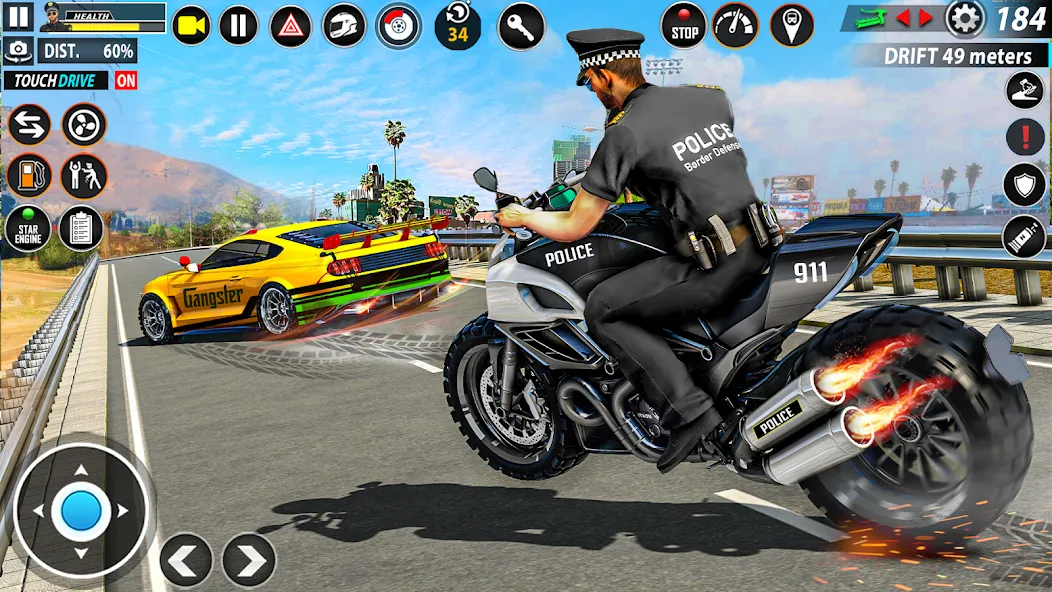 Police Moto Bike Chase Crime (Полицейская мотоциклетная погоня за преступником) [МОД: Бесконечные деньги, Монеты и Мега MOD] Screenshot 5
