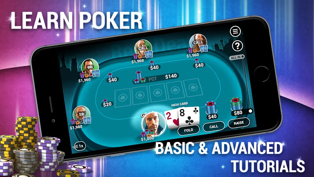 Learn How To Play Texas Poker [МОД: Деньги, Монеты и Меню MOD] Screenshot 1