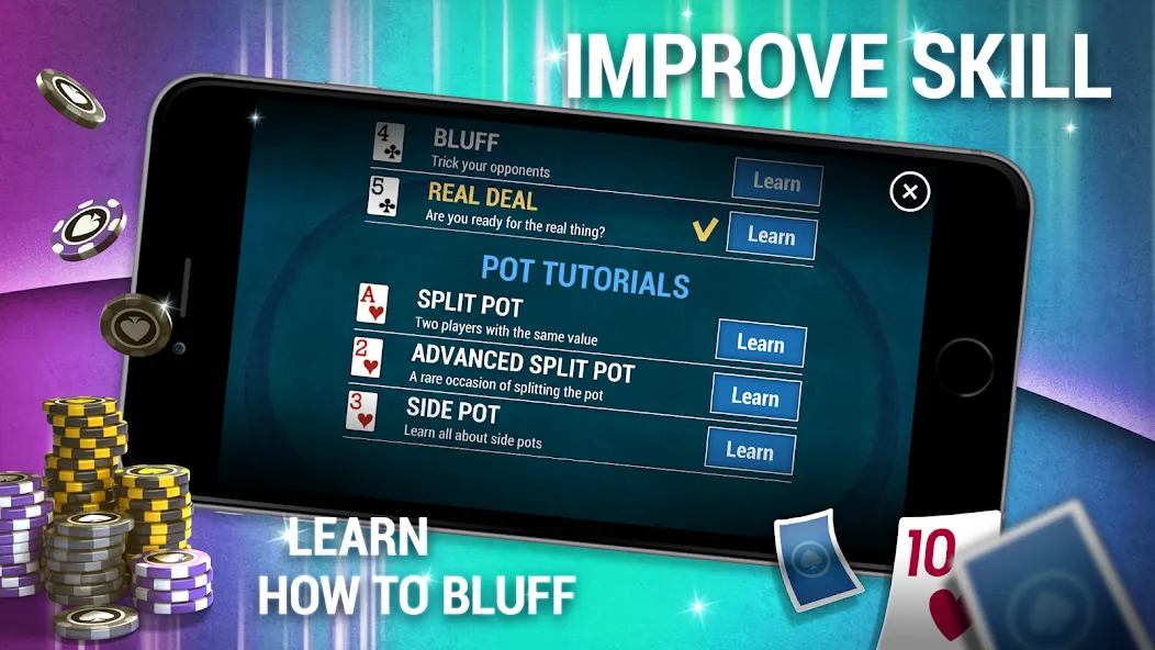 Learn How To Play Texas Poker [МОД: Деньги, Монеты и Меню MOD] Screenshot 4
