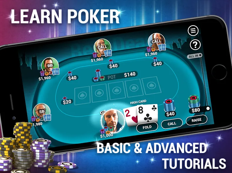 Learn How To Play Texas Poker [МОД: Деньги, Монеты и Меню MOD] Screenshot 5