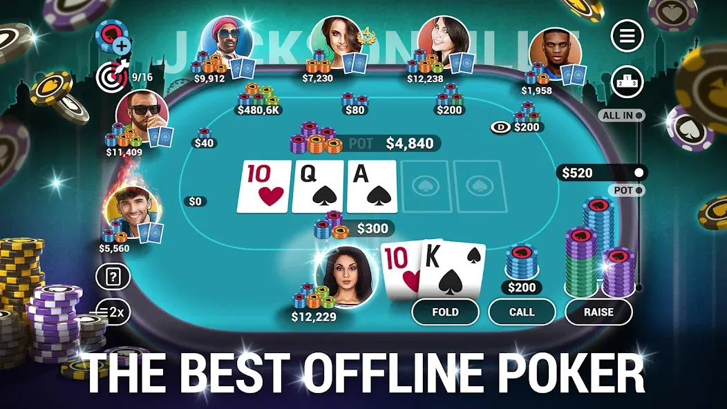 Poker World, Offline TX Holdem (Покер Ворлд) [МОД: Много денег, Монет и Все открыто] Screenshot 1