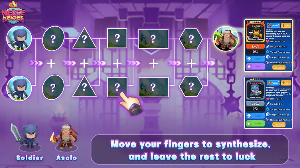Merge Heroes: Tower Defense (Мердж Хероес) [МОД: Меню, Бесконечные монеты и Открытые уровни] Screenshot 2