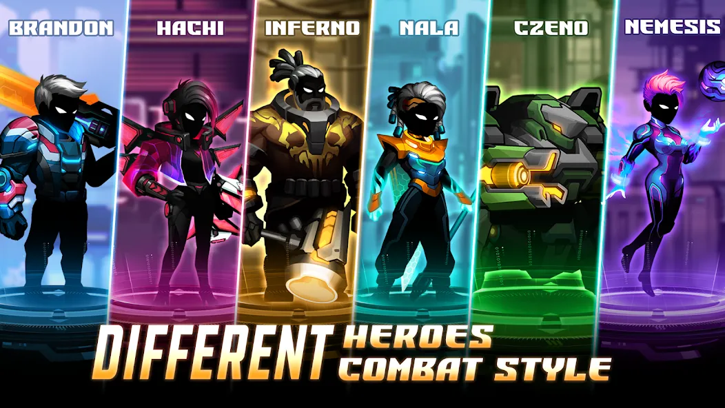 Cyber Fighters: Offline Game (Сайбер Стикмен) [МОД: Деньги, Монеты и Меню MOD] Screenshot 2