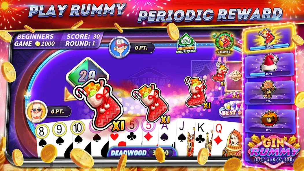 Gin Rummy Online & Offline [МОД: Деньги, Монеты и Меню MOD] Screenshot 1