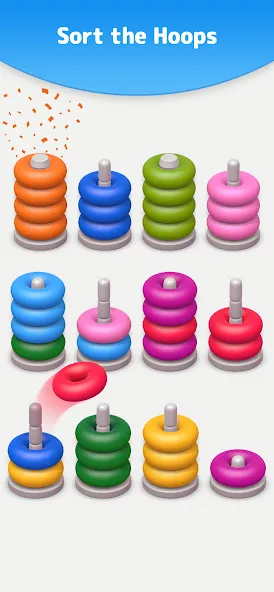 Color Sort 3D — Hoop Stack [МОД: Все открыто, Дополнительные деньги и Меню MOD] Screenshot 4