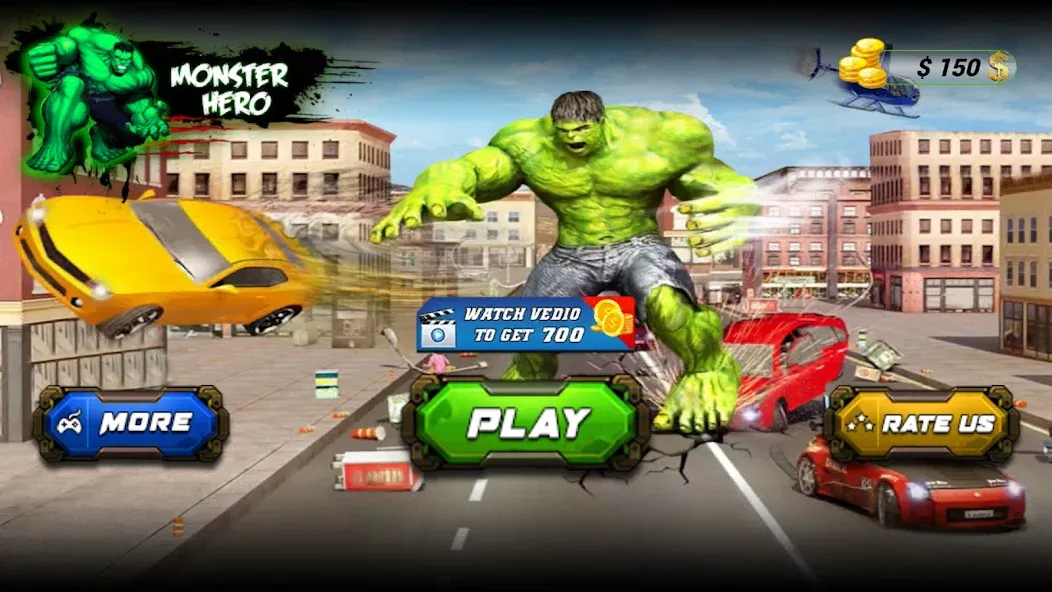 Monster Superhero: Green Fight [МОД: Бесконечные деньги, Монеты и Мега MOD] Screenshot 1