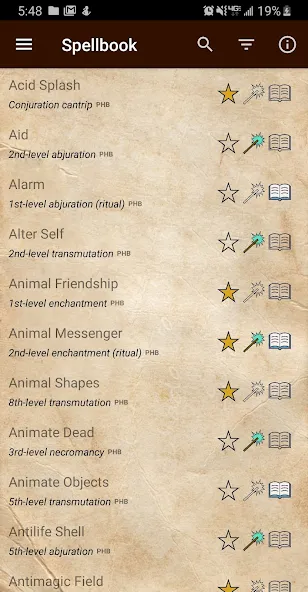 D&D Spellbook 5e [МОД: Много монет, Открытые уровни и Мега MOD] Screenshot 1