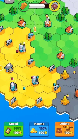 Factory World: Connect Map (Фактори Ворлд) [МОД: Много денег, Монет и Все открыто] Screenshot 2