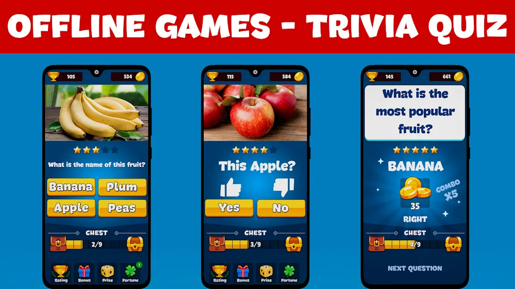 Trivia Quiz: Fun Offline Games [МОД: Деньги, Монеты и Меню MOD] Screenshot 1