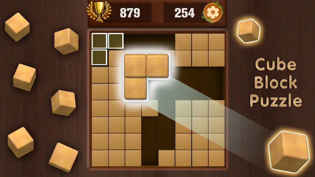 Wooden Cube Block Puzzle (Деревянный кубик головоломка) [МОД: Деньги, Монеты и Меню MOD] Screenshot 1
