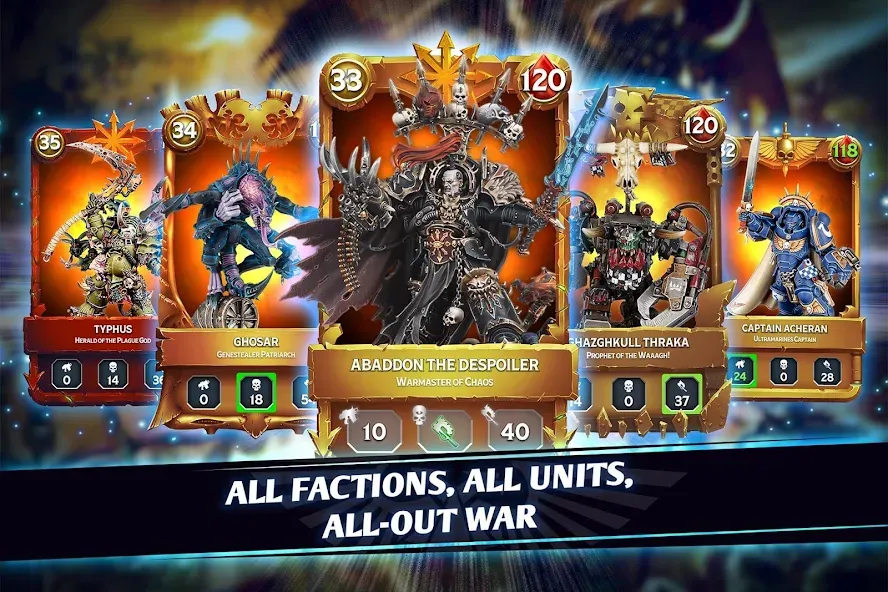 Warhammer Combat Cards - 40K (Вархаммер Комбат Кардс) [МОД: Деньги, Монеты и Меню MOD] Screenshot 1