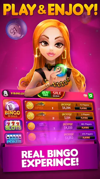 Bingo 90 Live : Vegas Slots (Бинго 90 Лайв) [МОД: Деньги, Монеты и Меню MOD] Screenshot 1