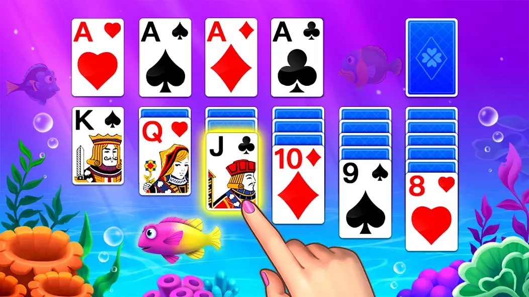 Solitaire Ocean [МОД: Много монет, Открытые уровни и Мега MOD] Screenshot 3