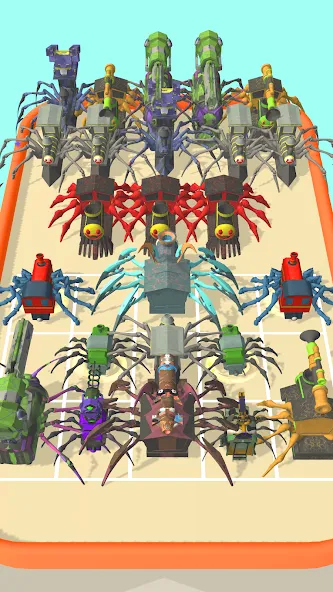 Merge Spider Train [МОД: Много денег, Монет и Все открыто] Screenshot 2