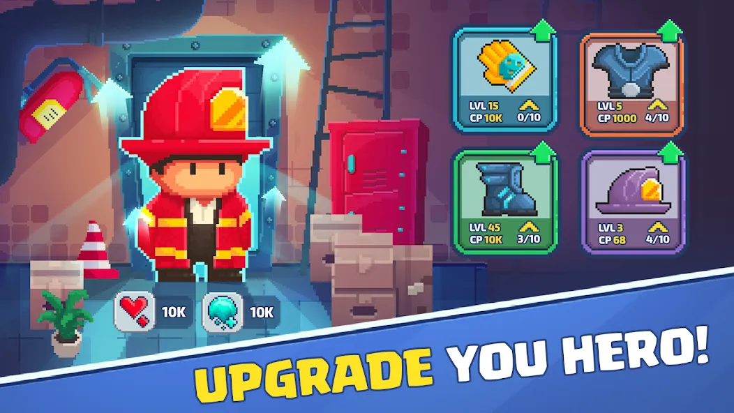 Firefighter: pixel shooter [МОД: Меню, Бесконечные монеты и Открытые уровни] Screenshot 5