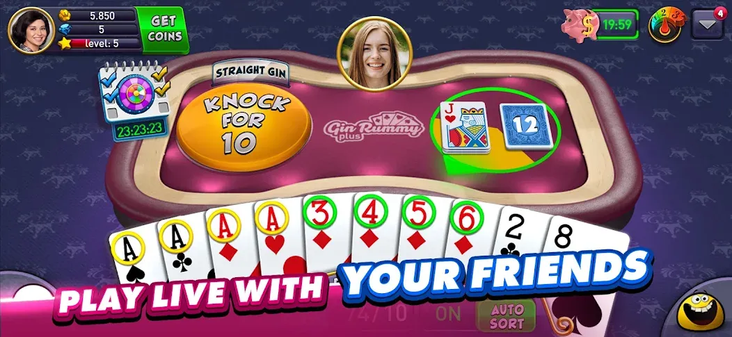 Gin Rummy Plus: Fun Card Game (Джин Рамми Плюс) [МОД: Деньги, Монеты и Меню MOD] Screenshot 3