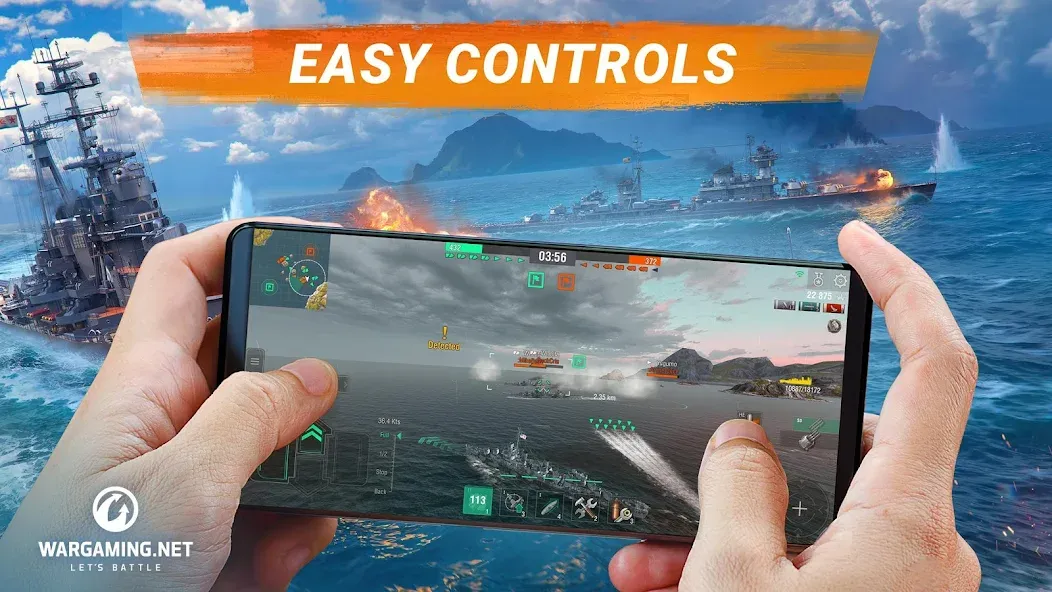 World of Warships Blitz War (Ворлд оф Варшипс Блиц Вар) [МОД: Меню, Бесконечные монеты и Открытые уровни] Screenshot 1