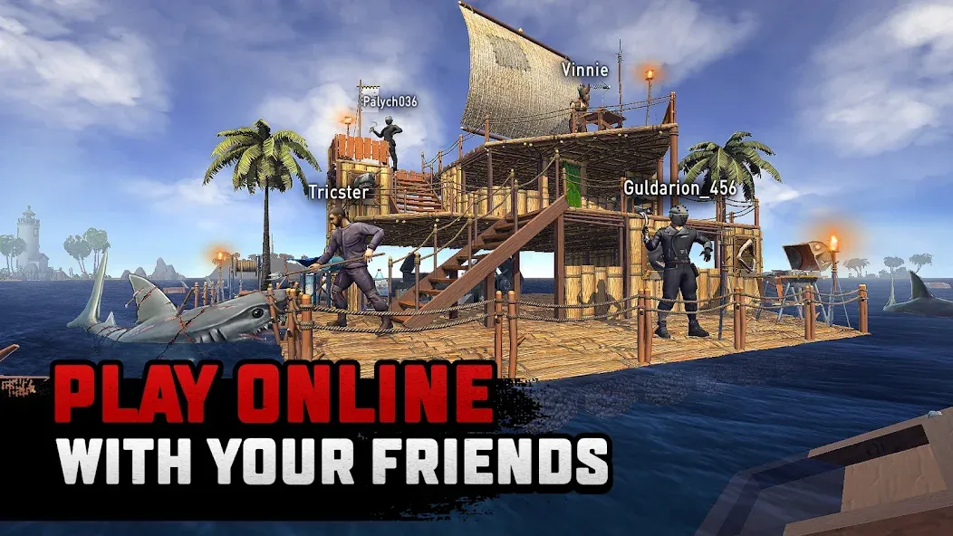 Raft® Survival: Multiplayer (Рафт Сурвивал) [МОД: Все открыто, Дополнительные деньги и Меню MOD] Screenshot 1