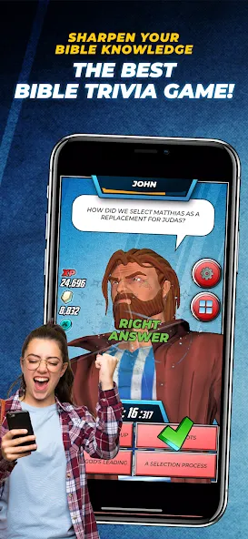 Bible Trivia Game: Heroes (Библейская игра викторина) [МОД: Все открыто, Дополнительные деньги и Меню MOD] Screenshot 1