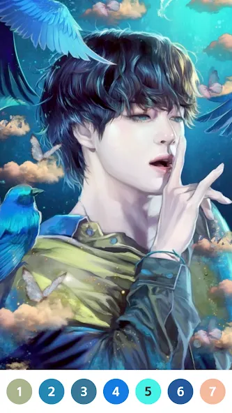 KPOP Paint by Number Coloring (КПОП Картина по номерам для раскрашивания) [МОД: Меню, Бесконечные монеты и Открытые уровни] Screenshot 2