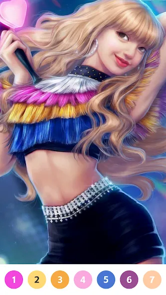 KPOP Paint by Number Coloring (КПОП Картина по номерам для раскрашивания) [МОД: Меню, Бесконечные монеты и Открытые уровни] Screenshot 3