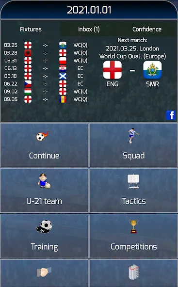 True Football National Manager (Тру Футбол Национальный Менеджер) [МОД: Все открыто, Дополнительные деньги и Меню MOD] Screenshot 1