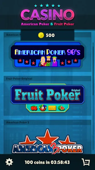 American Poker 90's Casino [МОД: Все открыто, Дополнительные деньги и Меню MOD] Screenshot 1